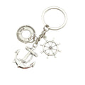 Antique Silver Nautical Anchor and Sailboat Keychain Set view 5
