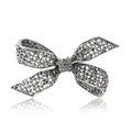 Black Crystal Mesh Ribbon Bow Brooch With Four Open Loops view 5