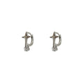 Silver Tone Star Huggie Hoop Earrings Clear Crystal Drop view 5