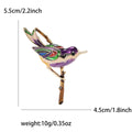 Painted Bird on Branch Enamel Brooch in Purple or Red view 6