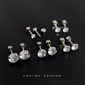 Round Clear Cubic Zirconia Screw Back Stud Earrings Five Sizes view 1