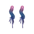 Gradient Crystal Long Tassel Earrings in Three Shapes view 5