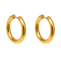 Thick Hoop Huggie Earrings Gold Steel Two-Tone Sizes view 5