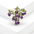 Berry Cluster Brooch Enamel Leaves Red Purple Blue view 7
