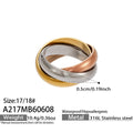 Polished Triple Interlocked Band Ring Gold Tricolor Steel view 7