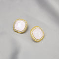 Square Shell Look Crystal Border Statement Stud Earrings view 4