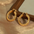 Gold Twisted Rope Hollow Latch Back Hoop Earrings Pair view 4