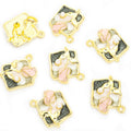 Pastel Square Floral Scene Metal Charms, 10 Designs view 12