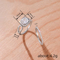Silver Tone Round Crystal Halo Two Piece Ring Set Statement Jewelry view 4