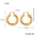 Gold Twisted Rope Hollow Latch Back Hoop Earrings Pair view 6