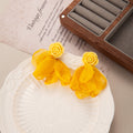 Fabric Petal Flower Statement Stud Earrings in Six Designs view 4