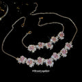 Pink Zircon Flower Necklace Bracelet Silver Tone 2 Styles view 1