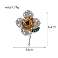 Flower Crystal Two Designs Metal Brooch Pin 4.5 x 6.4 cm view 2