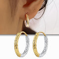 Two-Tone Gold Silver Hammered Texture Hoop Earrings Pair view 2