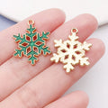 Enamel Zinc Alloy Snowflake Christmas Charm Pendant for DIY Earrings Necklace Keychain