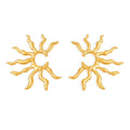 Large Sunburst Open Center Stud Earrings Gold Steel Stainless view 5
