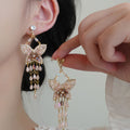 Pink Crystal Butterfly Chandelier Statement Drop Earrings view 2