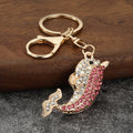 Rhinestone Dolphin Keychain With Split Ring and Lobster Clasp view 3