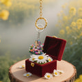 Flower Crown Praying Girl Printed Wood Keychain Split Ring view 4