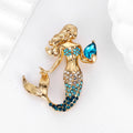 Red Gold Tone Fish Crystal Two Designs Metal Brooch Pin view 5