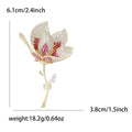 Pavé Magnolia Flower Stem Brooch Pink Clear Gold Styles view 6