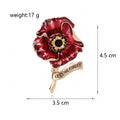 Red Gold Tone Poppy Flower Crystal Enamel Metal Brooch Pin 4.5 x 3.5 cm view 2