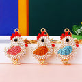 Jeweled Chick Keychains in Three Colors with Braided Wrist Loops view 2