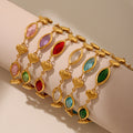 Gold Heart Link Marquise Czech Glass Bracelet Colors view 2