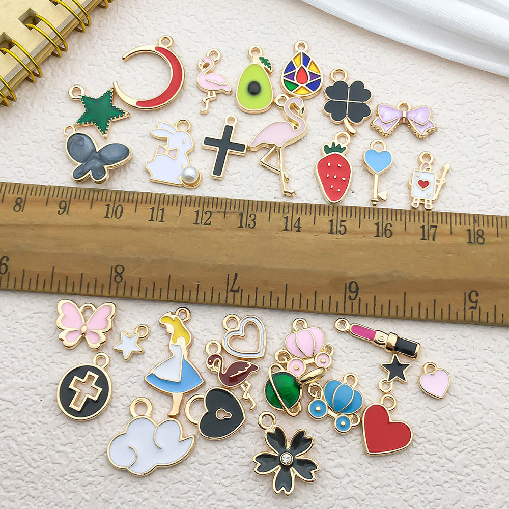 Enamel Zinc Alloy Four Leaf Clover Avocado Strawberry Star Charm Pendant for DIY Jewelry