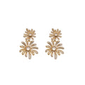 Gold Tone Floral Branch And Pearl Drop Stud Earrings view 5
