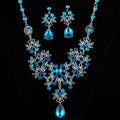 Floral Crystal Necklace and Drop Earring Jewelry Set in Two Colors view 4