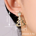 Gold Tone Pearl Christmas Tree Drop Earrings Polished Statement Fashion Jewelry view 4