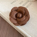 Camellia Rose Flower Brooch Coffee And Gold 2 Styles view 6