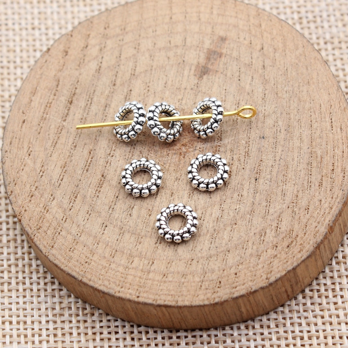 7.6x7.6x2.3mm 0.31g Multicolor Zinc Alloy Round Large Hole Spacer Beads for Bracelet Necklace DIY Making