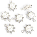 Pearl Center Crystal Sunflower Charms in Gold and Silver Tones view 4
