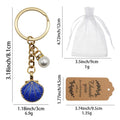 Blue Shell Pearl Rhinestone Key Ring Gold Tone Chain view 2