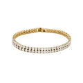 Dual Row Crystal Tennis Bracelets Gold Silver Clear Color view 5