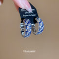 Blue Pavé Wide Huggie Earrings Fashion Jewelry Accessory view 3