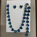 Gold Heart Crystal Necklace Bracelet Stud Earring Three-Piece Sets view 7