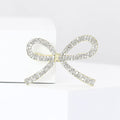 Rhinestone Bow Brooch Silver Or Gold Pavé Crystal Pin view 2