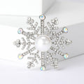 Crystal Snowflake Brooch With Pearl in Gold or Silver Tone view 7