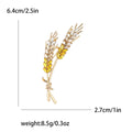 Gold Twin Wheat Ear Brooch Marquise Crystal Grain Pin view 8