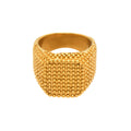 Wide Beaded Texture Square Signet Stainless Steel Ring view 5