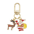 Gold Enamel Santa Reindeer Keychain Lobster Clasp Charm view 5