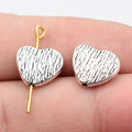 13x11x4.1mm 1.9g Multicolor Zinc Alloy Scratch Wood Grain Heart Loose Metal Beads for Jewelry Making