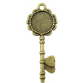 Key Shaped Round Cabochon Pendant Trays in Two Finishes view 2