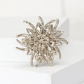 Radiating Crystal Flower Brooch With Pink Gray and Champagne Stones view 3