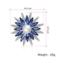 Blue Silver Tone Sunflower Crystal Pearl Look Two Designs Metal Brooch Pin view 2