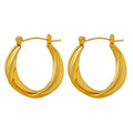 Twisted U-Shape Hoop Earrings Gold Steel Color Options view 5