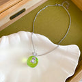 Green Apple Pendant Necklaces Bear Leaf Stud Earrings view 6
